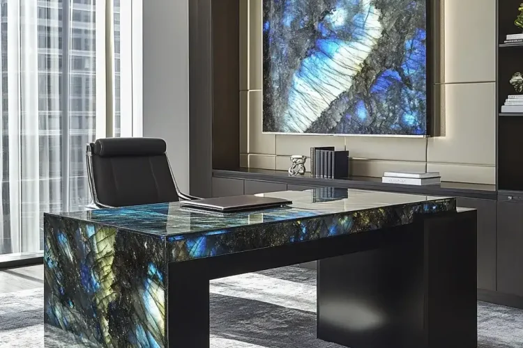 CEO Desk with Labradorite | Bali Labradorite