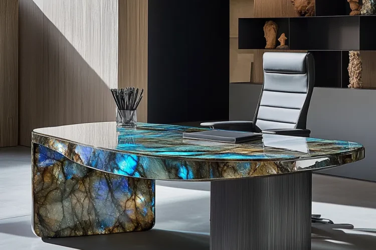 Executive Desk with Labradorite | Bali Labradorite
