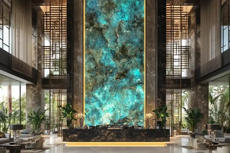 Lobby Hotel with Labradorite in Bali | Bali Labradorite