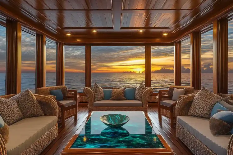 Indoor Lounge Area Phinisi using labradorite | Labradorite Bali