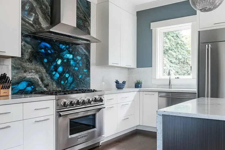 Backsplashes | Custom Kitchen with Labradorite | Bali Labradorite