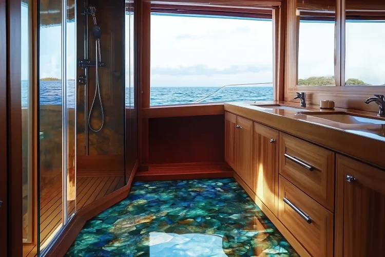 Bathroom Area Phinisi using labradorite | Labradorite Bali