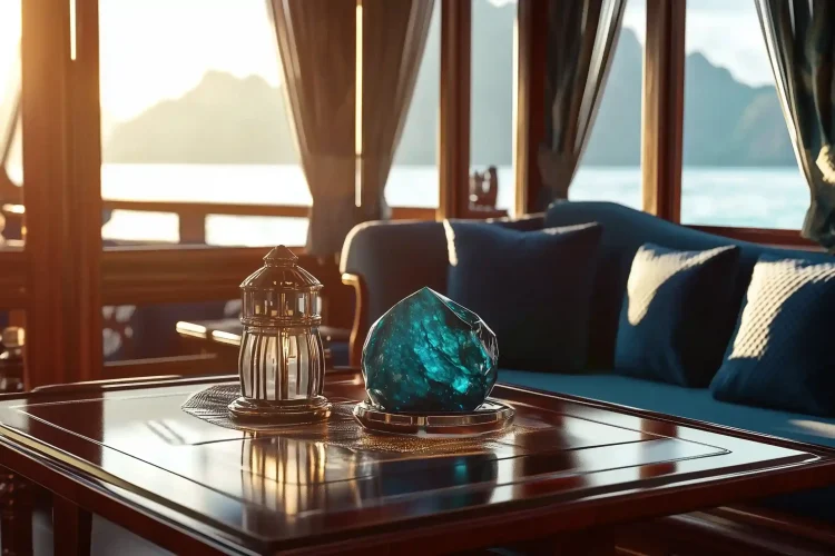 Indoor Lounge Area Phinisi using labradorite | Labradorite Bali