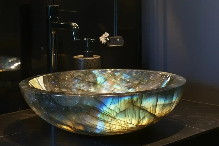 Custom Bathroom Sink with Labradorite | Bali Labradorite