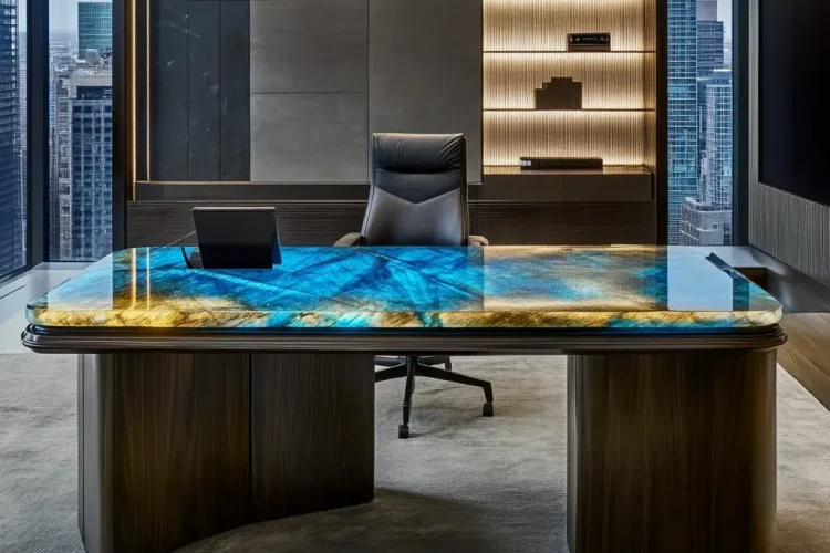 Owner Desk with Labradorite | Bali Labradorite